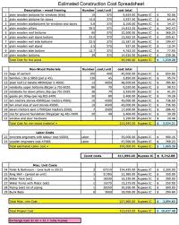 Estimated Construction Cost Spreadsheet Building A House Cost Construction Cost Home Renovation Costs