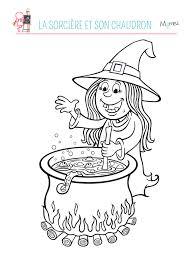 Coloriage La Sorciere Et Son Chaudron Coloriage Halloween Coloriage Sorciere
