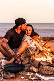 Camping Beach Fire Instagram Beach Travel Couple