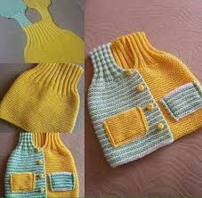Tek Parca Harosa Orgu Cocuk Yelek Baby Knitting Patterns Tig Isi Bebek Elbiseleri Bebek Yelek