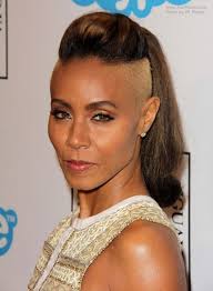 11 nov 2010 hairstyle suitability rating: Jada Pinkett Smith Hairstyle With A Buzzed And Bleached Section And A High Ponytail