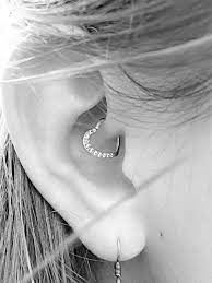 Multistone Daith Piercing Bendable Heart Cz Etsy Daith Piercing Silver Ear Cuff Daith Ear Piercing