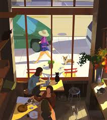 On The Crossroads Of Souls Dreamy Painting Of A Realistic Environment Concepts By Atey Ghailan Illustration Art Cafe Artwork