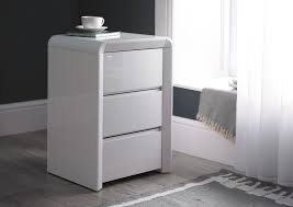 Ice High Gloss 3 Drawer Bedside White White Bedroom Furniture Wooden Bedside Table Upholstered Bed Frame