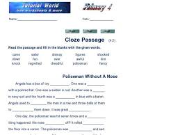 Worksheets, lesson plans, activities, etc. Cloze Passage Policeman Without A Nose 3rd 4th Grade Worksheet Cloze Passages Lesson Planet Printable Worksheets