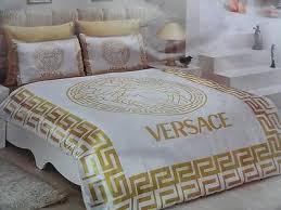 Luxury Versace White Gold Satin Bedding Set Sheets Luxury Box Medusa Best Bed Linens Luxury Bedding Sets Versace Bedding
