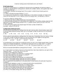 Electron Configuration Worksheet
