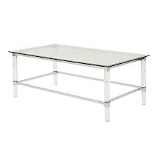 Bayor Modern Tempered Glass Coffee Table With Acrylic And Iron Accents Coffee Table Rectangle Glass Coffee Table Modern Coffee Tables