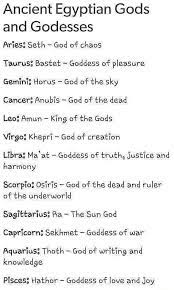 Egyptian astrology is a relatively vague subject, but what we do know is that it is each sign is based on a god or goddess , just as western astrology is based on the zodiac signs. Ancient Egyptian Gods And Goddesses Zodiac Signs Zodiac Signs Funny Zodiac Signs Leo