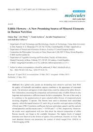 Despite this, most people are unfamiliar with edible flowers. Pdf Edible Flowers A New Promising Source Of Mineral Elements In Human Nutrition