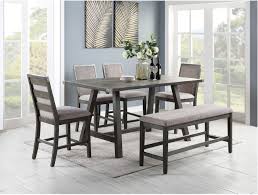 Shop wayfair for all the best bench counter height kitchen & dining room sets. Ellis Grey Distressed Wood Finish 6 Piece Counter Height Dining Set With Bench Poundex F2494 1801 1802
