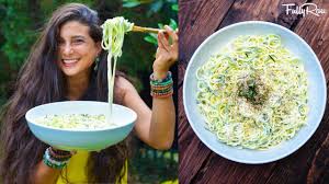 Our raw pad thai salad is made with spiralized zucchini, squash and carrot noodles instead of traditional rice noodles. Lemon Garlic Pasta Alfredo Fullyraw Vegan This Creamy And Delicious Zucchini Noodle Pasta Is Soooo Good If Y Raw Vegan Recipes Raw Food Recipes Vegan Foods