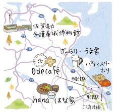 有田 波佐見 唐津のイラストマップです イラストマップ 地図 イラストレーター