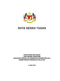 Serah tugas lampiran 'a' serah tugas kandungan bil perkara muka surat 1. Nota Serah Tugas Kpp