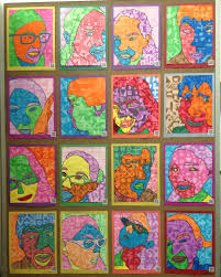 Enlarging Using The Grid Method And Later Painting It Using Values Of Chosen Colors Chuck Close Inspired Elementary Art Projects 5th Grade Art Art Lessons