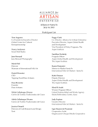 Alliance @ Santa Fe July 16, 2013 Participant List