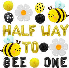 Half Way to Bee One Decoration Bee Half Birthday Decoration Half Way To One  Decoration Half Birthday Balloons Half Birthday Party Supplies Bee ...