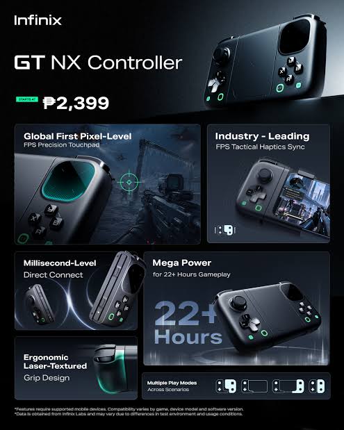 Take your mobile gaming to the next level with the #InfinixGTNXController.  Built for precision, comfort, and extended play, it gives you more control  across every gaming session. ✓ Global First Pixel