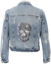 Black And Blue Split Denim Jacket Hipchik Skull Denim Jacket Jackets Denim Jacket Jean Jacket Design