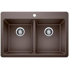 Choose a granite sink with one main compartment and a small raised section for washing vegetables or funneling leftover food into a garbage disposal. Brown Drop In Kitchen Sinks Kitchen Sinks The Home Depot