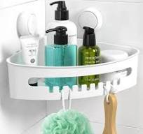 Luxear Corner Shower Caddy Vacuum Suction Cup Shower Organizer No-Drilling  Removable Shower Shelf with Hooks Wall Mounted Corner Shower Storage Basket  ...