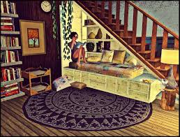 Cute And Cozy Interior By Simmysimsam For The Sims 3 I Love The Bed Nook Under The Stairs Furniture Designs Reading N Maison Sims Sims Amenagement Interieur