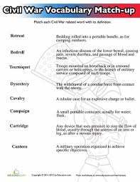 Civil War Vocabulary Worksheet Education Com Social Studies Civil War Civil War Lessons Social Studies Worksheets