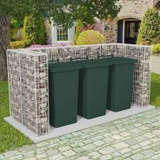 Cadre De Gabion De Poubelle Triple Acier 250 X 100 X 120 Cm 142560 Cacher Les Poubelles Abris Poubelle Amenagement Jardin