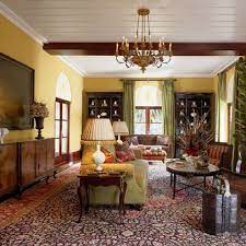 Gold Walls And Sage Green Curtains Traditional Design Living Room Gold Living Room Walls Yellow Living Room