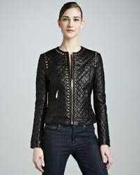 T6rwv Neiman Marcus Golden Studded Quilted Leather Jacket Jackets Leather Jacket Fashion