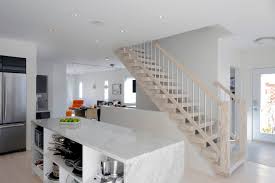 Long brunette ceiling panels that match the. Open Concept Staircase Houzz