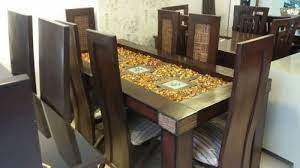 Wooden dining table 6 seater dining set chair with soft cushioned seat & backrest color: Designer Dining Table At Rs 50000 Set Gopal Nagar Ghaziabad Id 10426712730