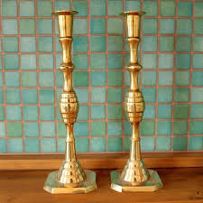 Shop with afterpay on eligible items. Tall Pair Of Antique Victorian Solid Brass Candlesticks Vinterior