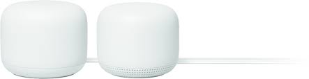 Nest Wifi Mesh Router Ac2200 And 1 Point With Google Assistant 2 Pack Snow Ga00822 Us Best Buy Wifi Mesh Google Nest Internet Router