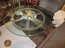 Round Industrial Gear Coffee Table With Glass Top Bad Picture But Nice Table Round Industrial Coffee Table Glass Top Coffee Table Industrial Coffee Table