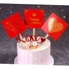 Valentine birthday cake stock photo images. Cake Decoration Card Happy Birthday Valentine S Day Red Square Confession Card Decoration English Ice Cream Bar Plugin Cake Decorating Supplies Aliexpress