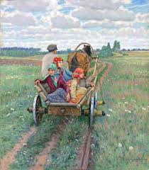 Nikolai Bogdanov Belsky Russian 1868 1945 Realism Impressionism Coming After The Daily Work Russian Art Art Artist