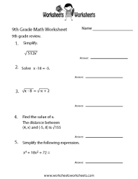 We carry a huge amount of good quality reference tutorials on matters varying it is more intuitive. 9th Grade Math Worksheets Worksheets Worksheets
