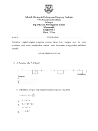 This paper consists of 100 questions. Free Download Soalan Matematik Tingkatan 1 H Liga Mx