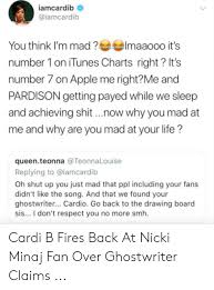 Iamcardib You Think Im Mad Maaooo Its Number 1on Itunes