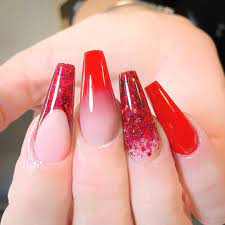 Cjp Candy Apple Red And Crystal Glass Over Glitter X Blending Red Is Hard Nailart Nailideas Fakenails Red Ombre Nails Red Nails Glass Nails