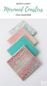 These picture coasters are inexpensive and easy to make. Quick And Easy To Make Mermaid Tile Coasters Mermaid Themed Craft