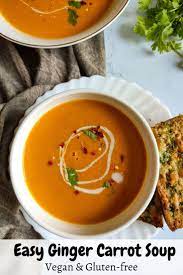 Easy Ginger Carrot Soup Easy Vegan Gluten Free Soup Recipe Vegetarian Christmas Recipes Carrot Soup Easy Carrot Ginger Soup