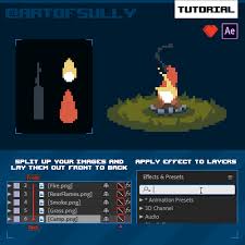 Artstation Aftereffects Pixel Animation Hack Fire Tutorial Brendan Sullivan Pixel Animation Pixel Art Tutorial Pixel Art Games