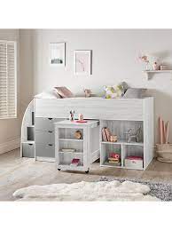 A wide variety of mid sleeper bed options are available to you Mico Mid Sleeper Bed With Pull Out Desk And Storage Grained White Grey Very Co Uk