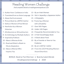 (the situation of being faced with) something that needs great mental or physical effort in…. 2020 Challenge Reading Women
