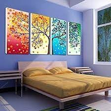 Alcyoneus 4 Tele Senza Cornice Con Un Motivo Con Alberi Colorati Dipinto Per Decorazione Di Soggi Arte Della Parete Astratta Alberi Verniciati Pittura Pareti