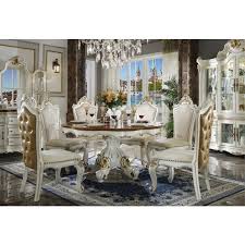 Montibello black marble 40'' round 5 piece counter set. Acme Furniture Picardy 7pc Round Dining Room Set In Antique Pearl Cherry Oak By Dining Rooms Outlet