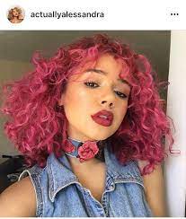 Carlos valderrama's new pink hair. Alessandra Pink Curly Dyed Hair Dyed Curly Hair Curly Hair Styles Curly Pink Hair