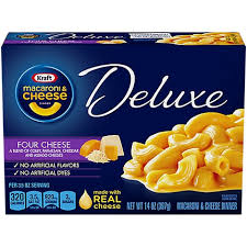 Box mac and cheese…a staple in my home due to my son living with autism. Kraft Macaroni Cheese Dinner Deluxe Four Cheese Box 14 Oz Albertsons